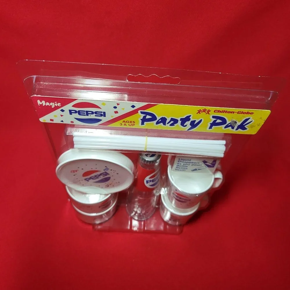 Vintage Chilton Toys Magic PEPSI Party Pack Bottle Cups Bowls Straws Plates NIP